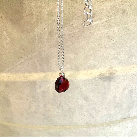 Red Garnet Sterling Silver Necklace - Picture 5 of 11